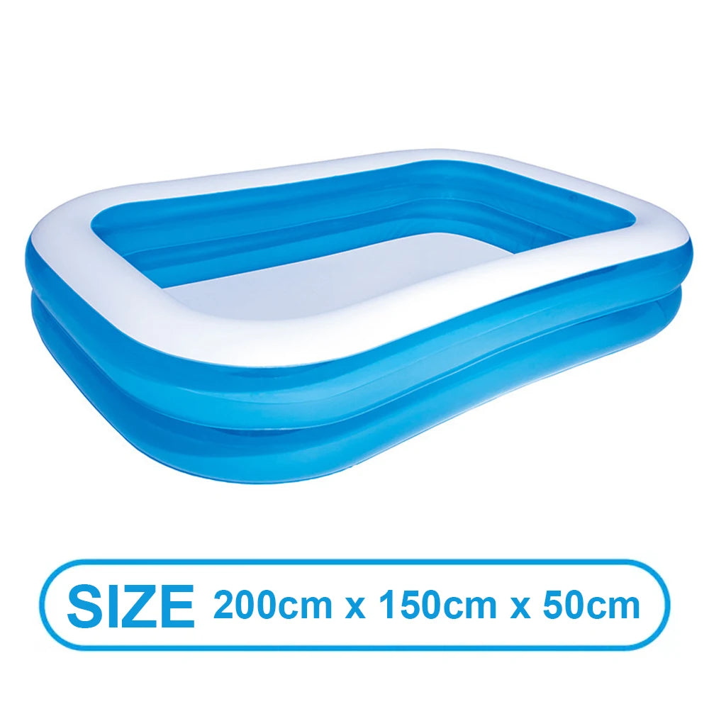 Inflatable Rectangular Pool For Family Outdoor Indoor Use