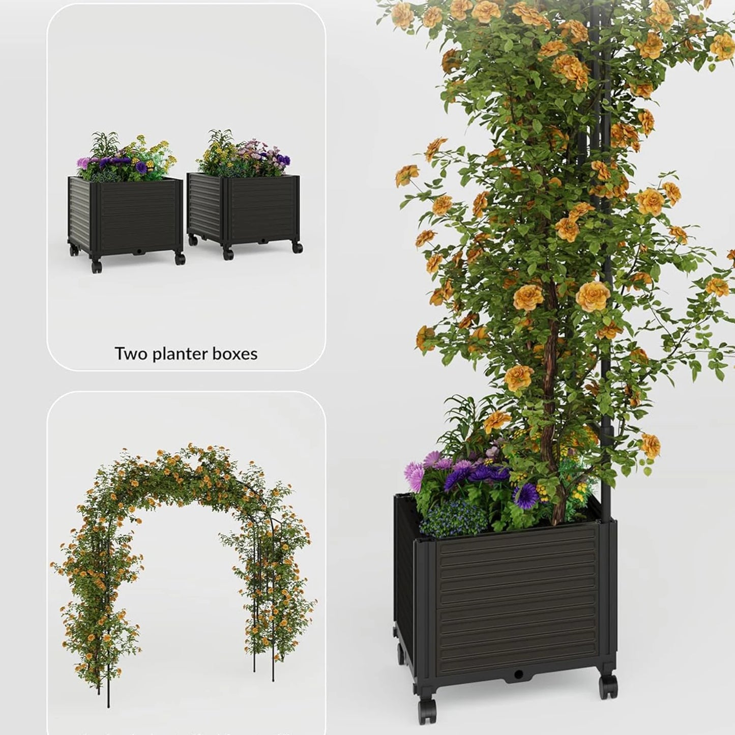 Raised Garden Bed with Trellis Arch  47" Wide Raised Planter Box for Flowers & Vines Wedding Garden Party Decoration