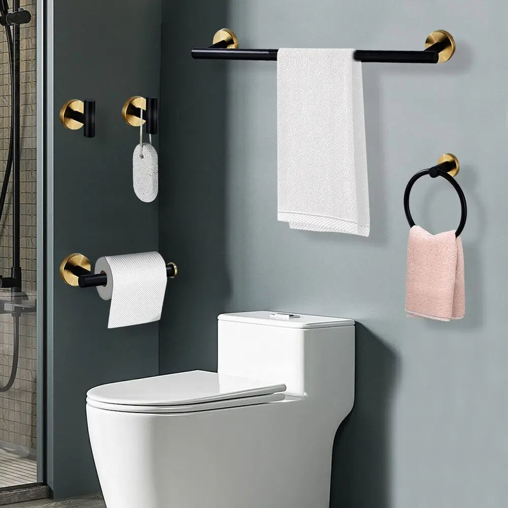Stainless Steel Bathroom Hardware Set Wall Mounted Towel Bar Towel Ring Holder