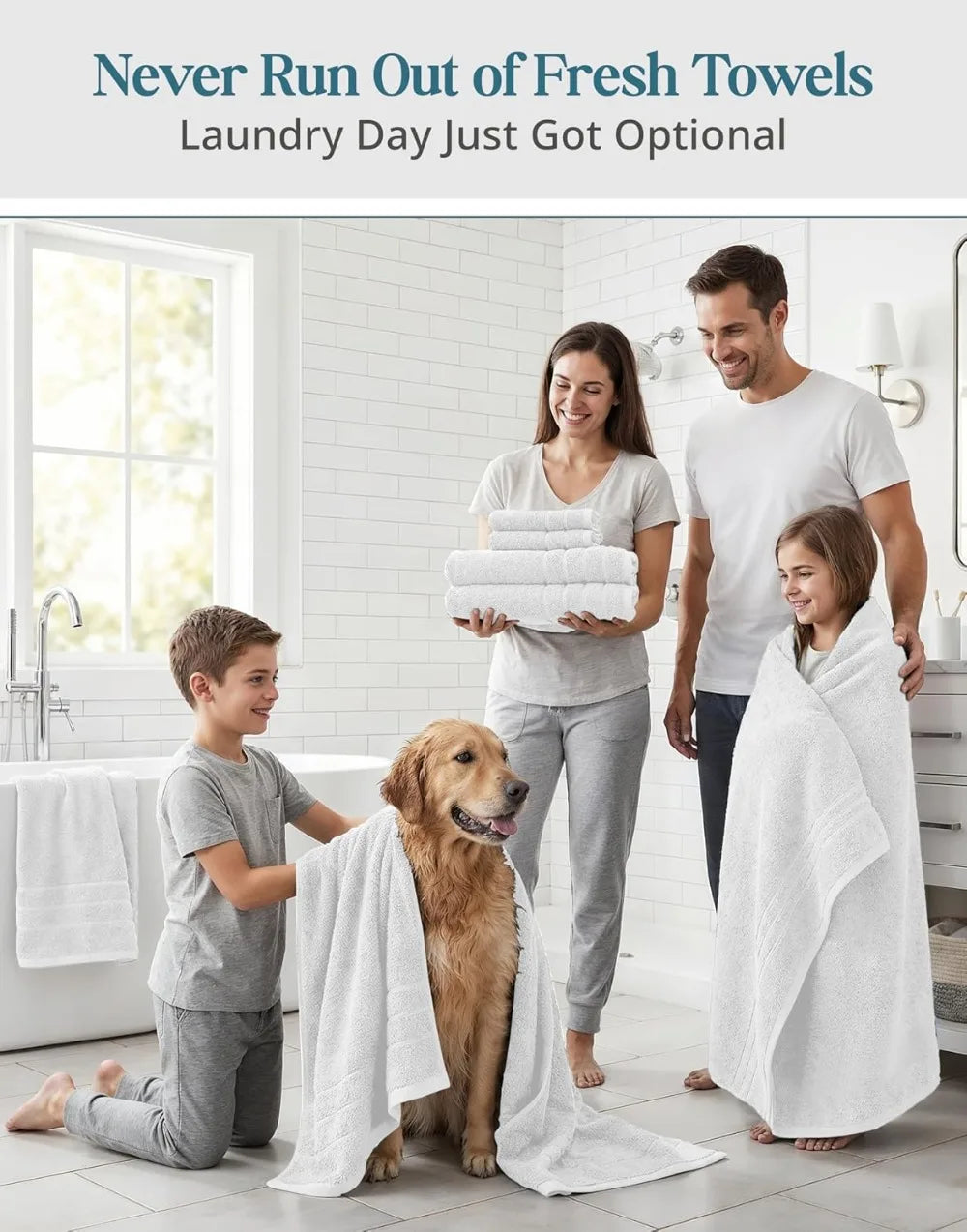 24 Piece Cotton Towel Set For Bathroom Absorbent Soft Towels
