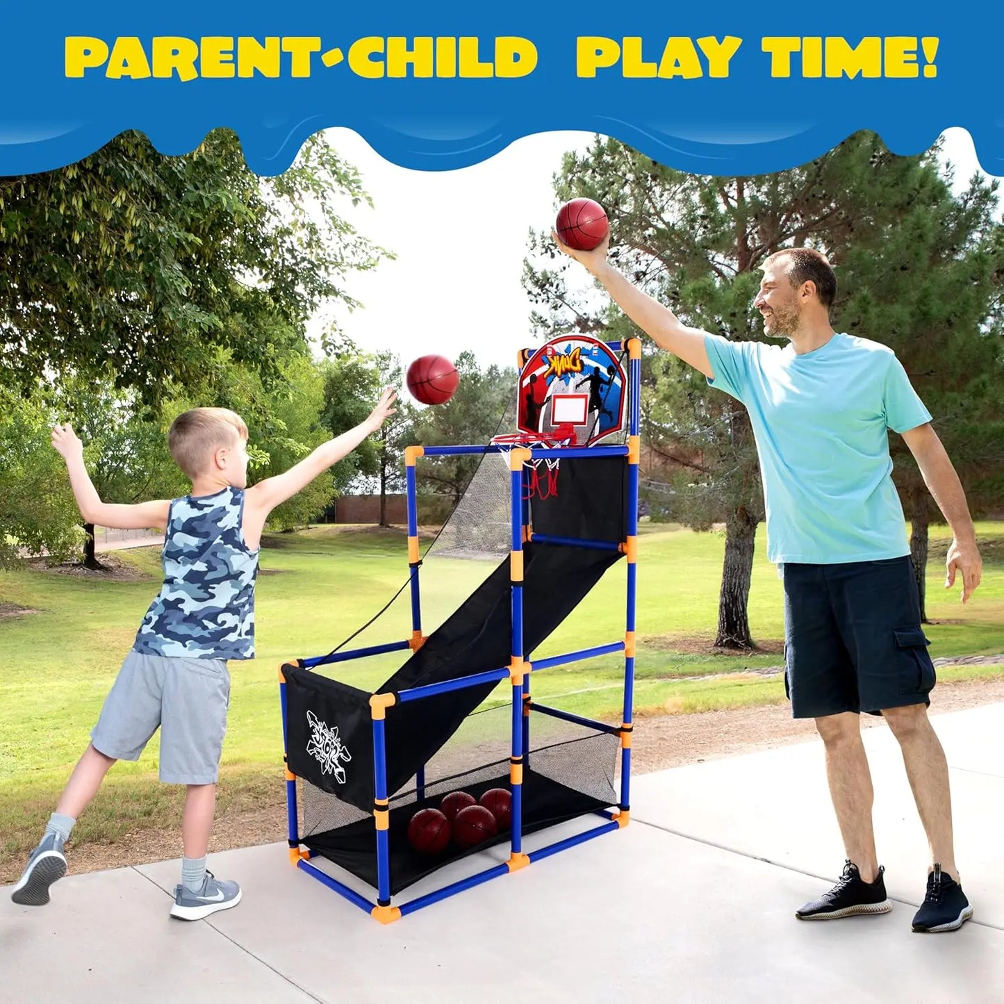 Joyfy Kids Arcade Basketball Game Set With Balls And Hoop