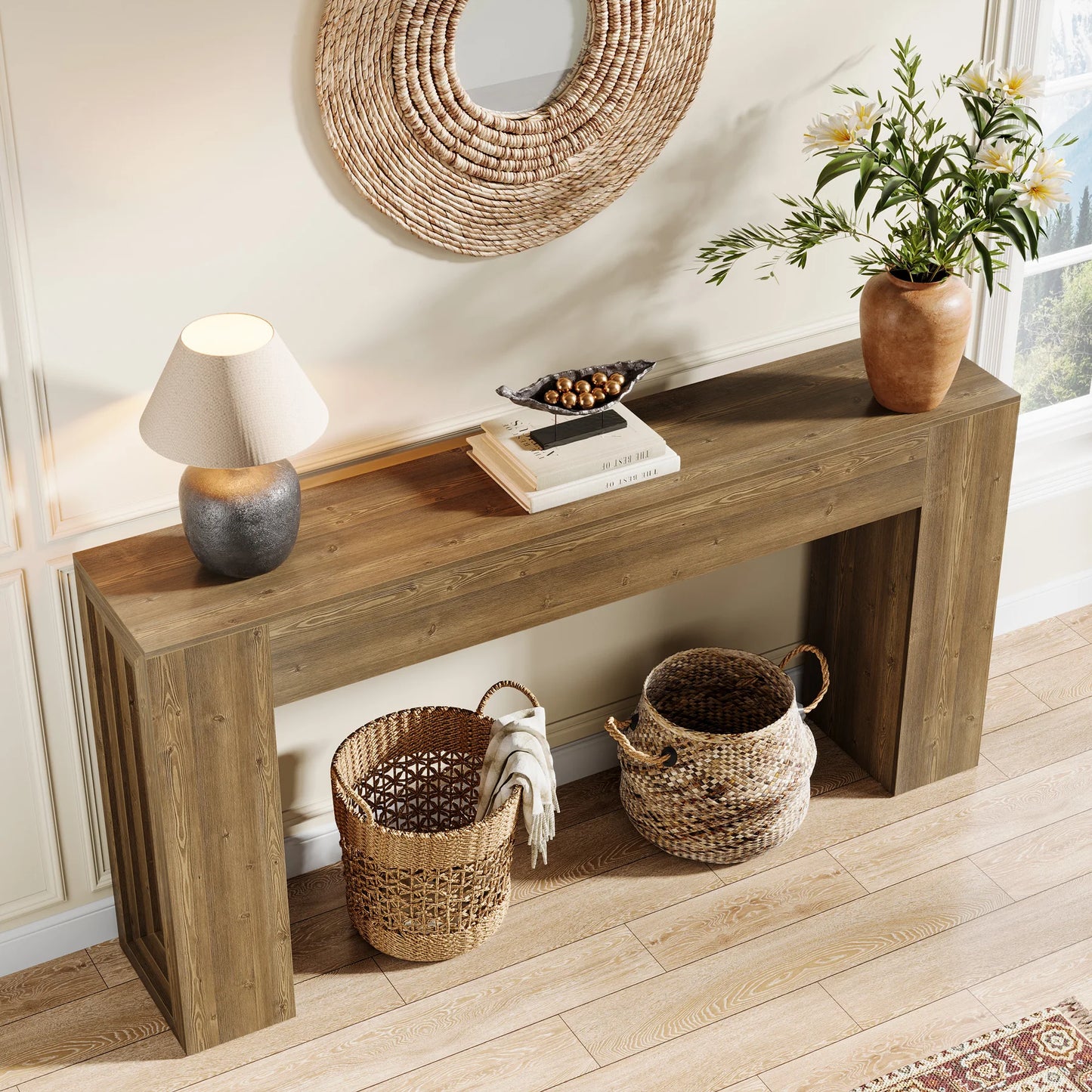 Tribesigns 63-Inch Long Console Table, Farmhouse Narrow Sofa Table Behind The Couch for Living Room, Entryway, Hallway, Foyer, N