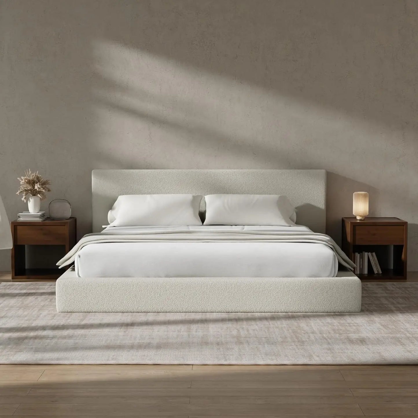 Cloud Upholstered Bed Frame with Headboard, Lightweight Foam Platform Customized