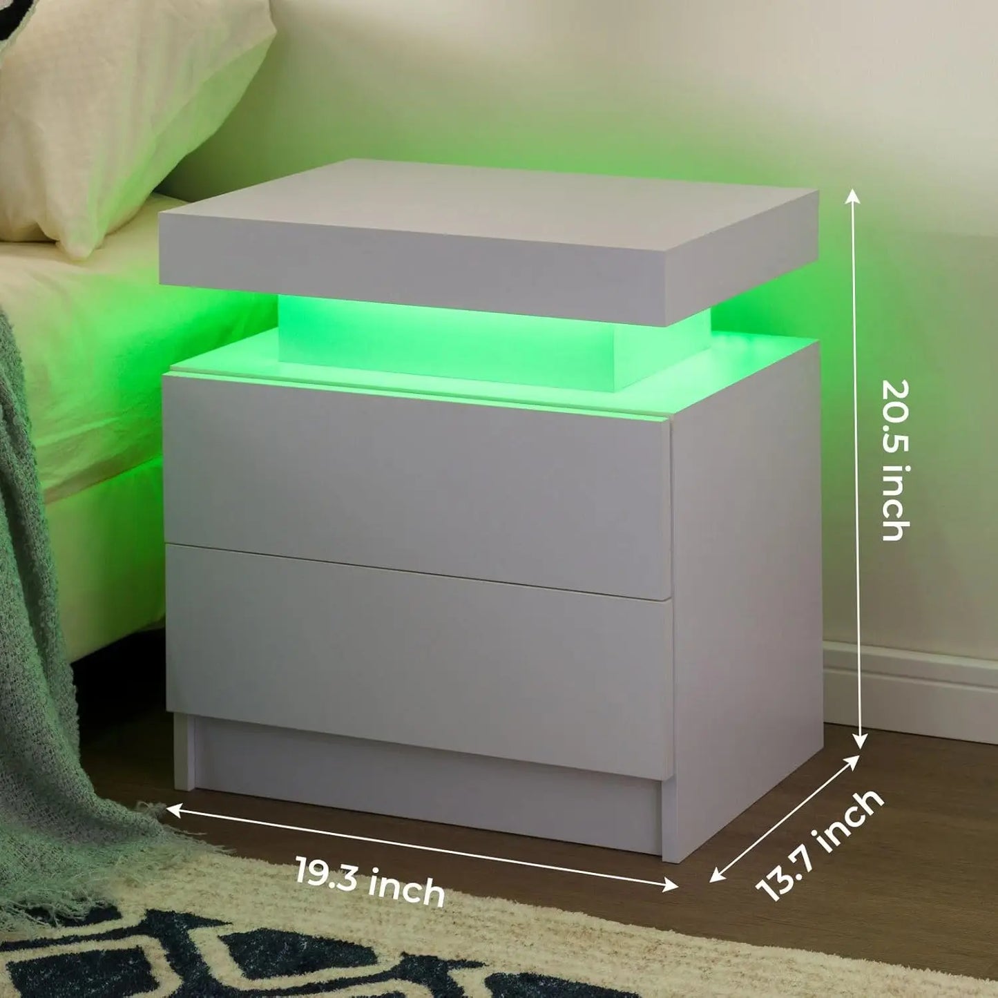MOYU Nightstand Set of 2 With LED Drawers