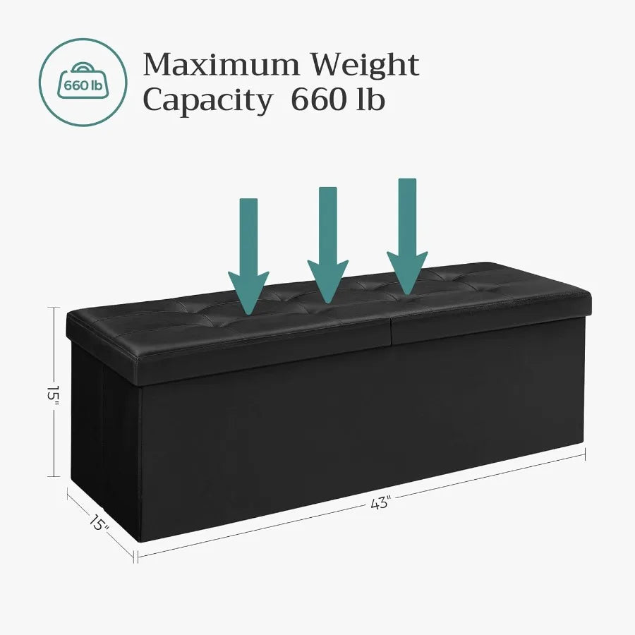XIUWO Storage Ottoman Bench With Flipping Lid Iron Frame