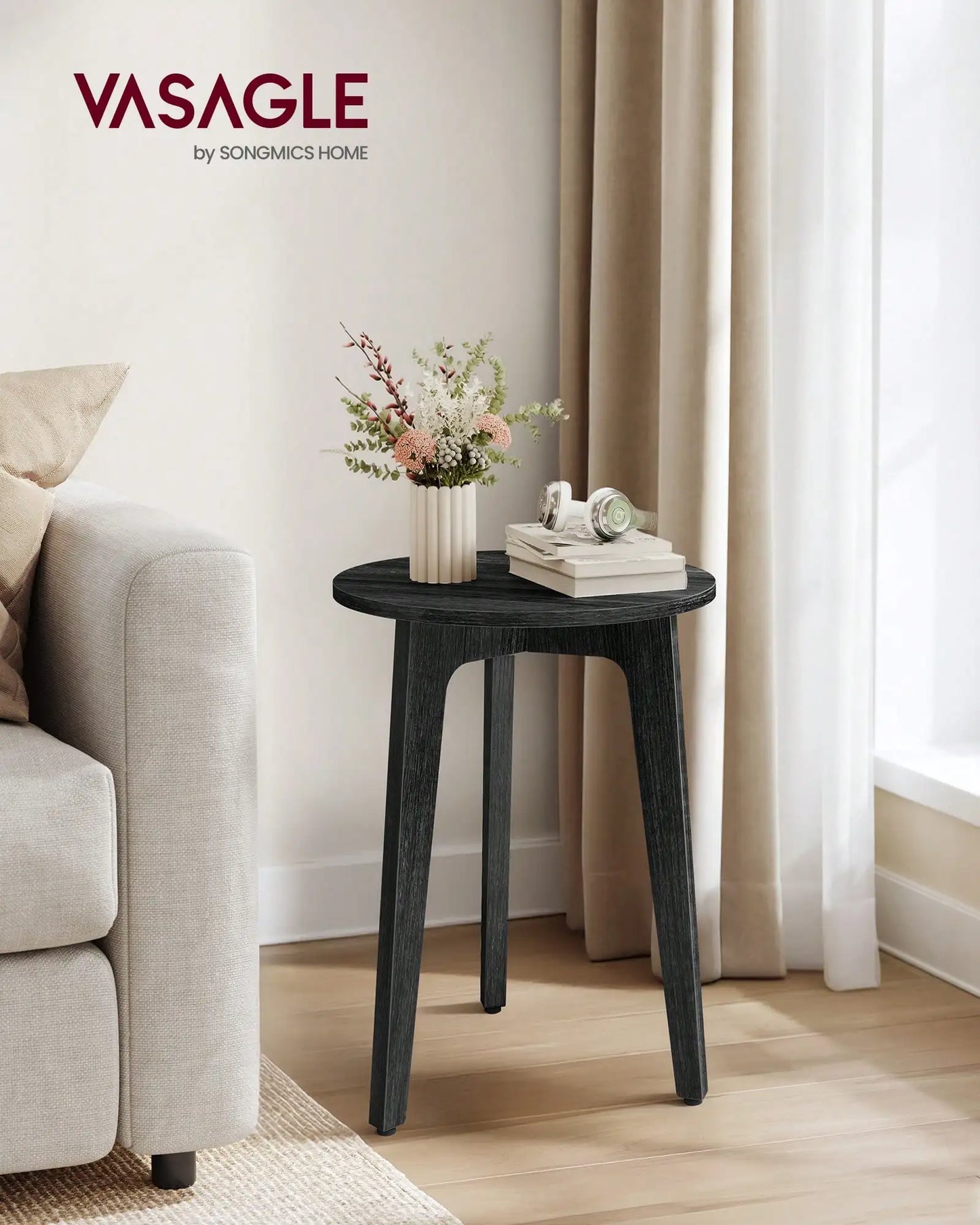 Round End Table With Tapered Legs For Living Room Decor