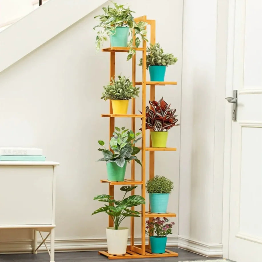 Wisfor Bamboo Corner Plant Stand Rack Tall Indoor Outdoor Shelf