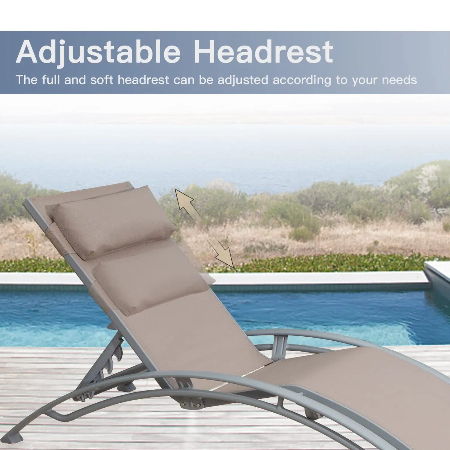 Aluminum Outdoor Lounge Chair Set of 3 With Adjustable Positions