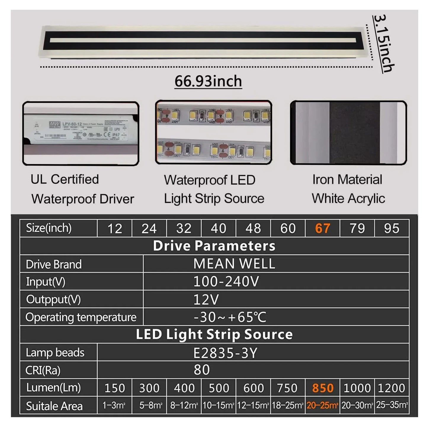 Modern Outdoor LED Wall Sconce Fixture with Frosted Acrylic