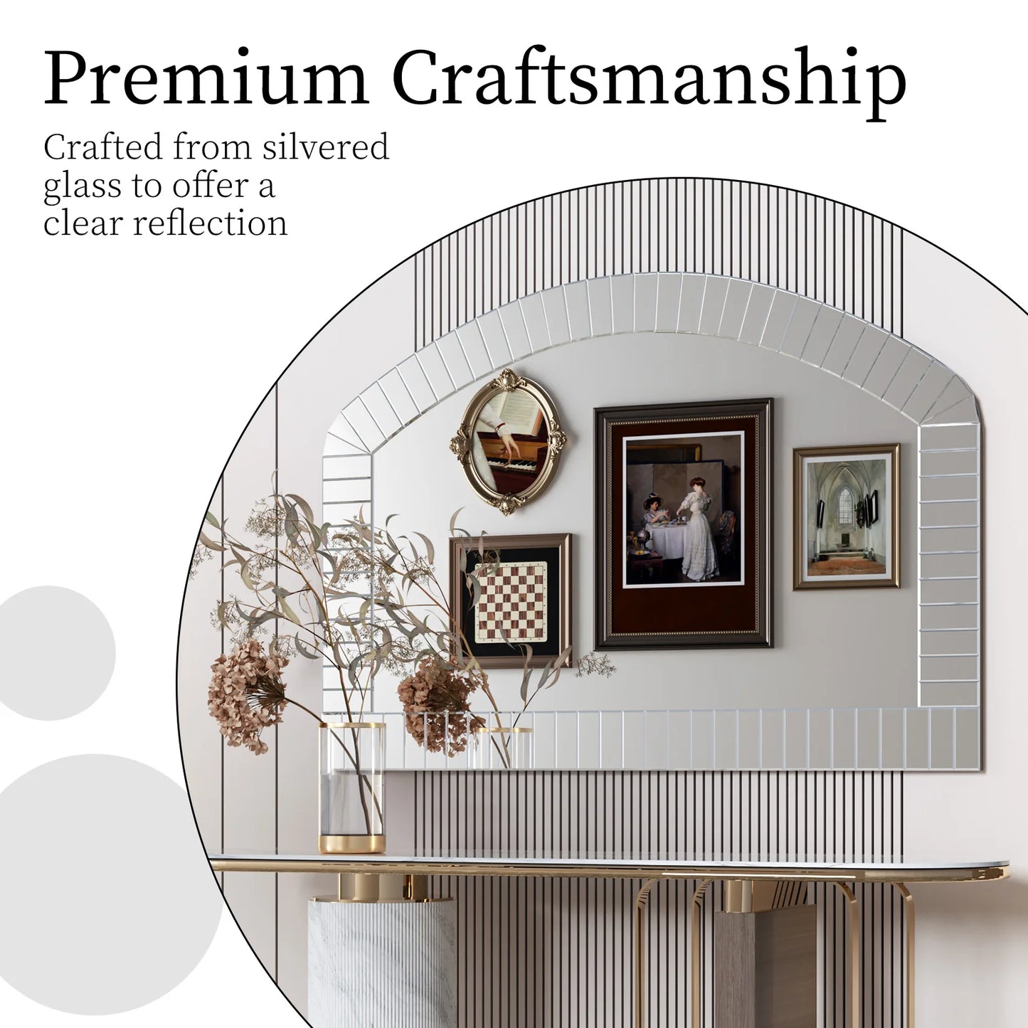 Extra Large Arched Wall Mirror With Beveled Glass Home Decor