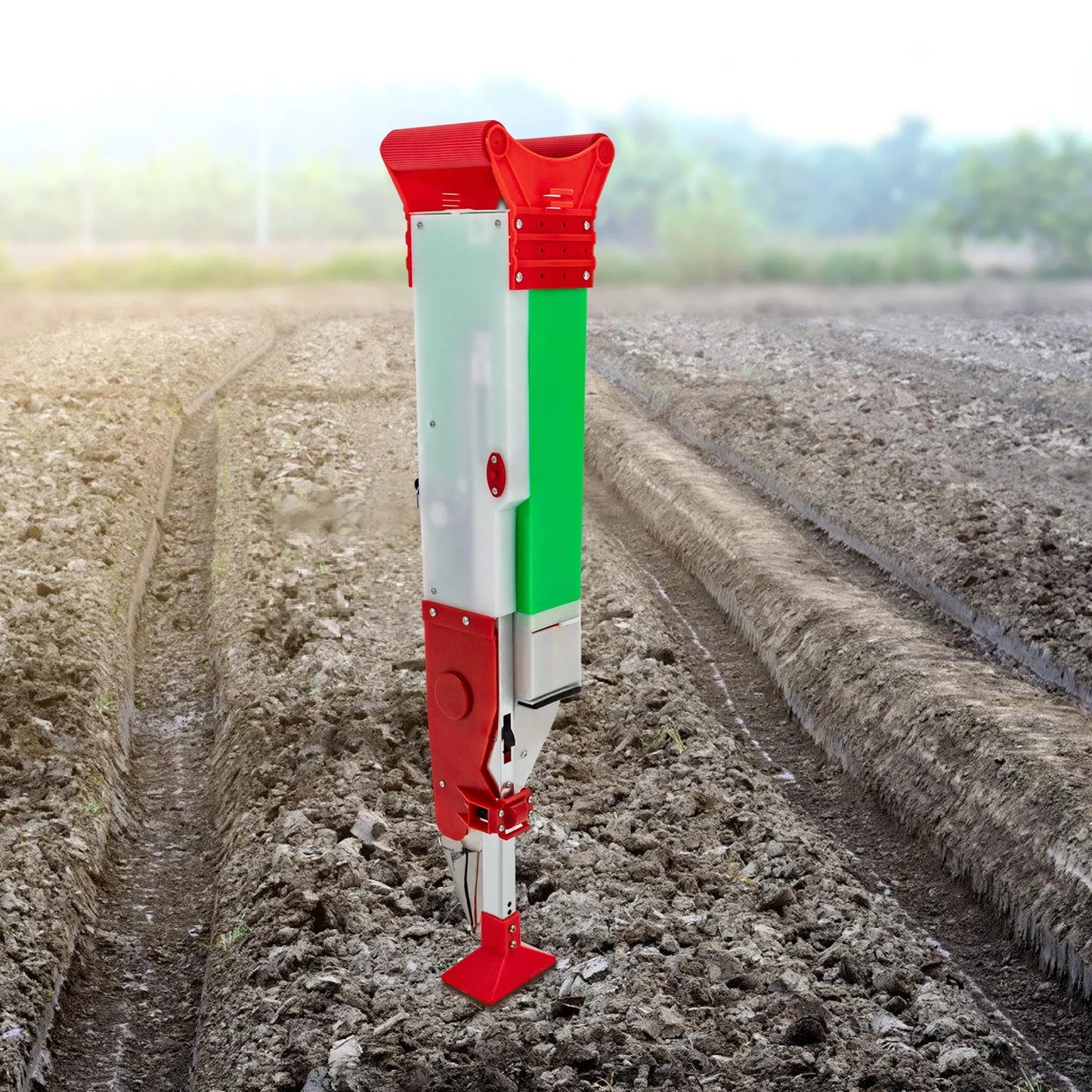 Manual Single Tube Seeder - Adjustable Height & Depth Standing Garden Planter Tool - Soil Planting Set for Vegetables/Flowers