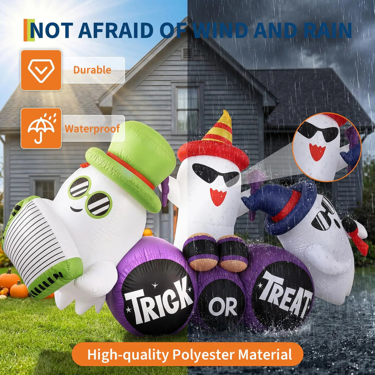 HiMISS Halloween Ghost Band Inflatable Yard Decor With LED Lights