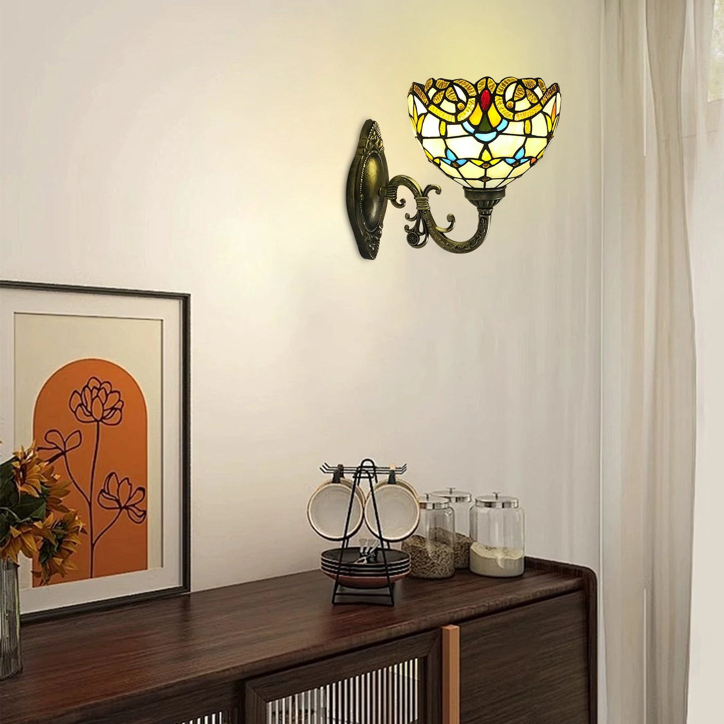 Tiffany Wall Lamp Vintage Dome Light for Living Room