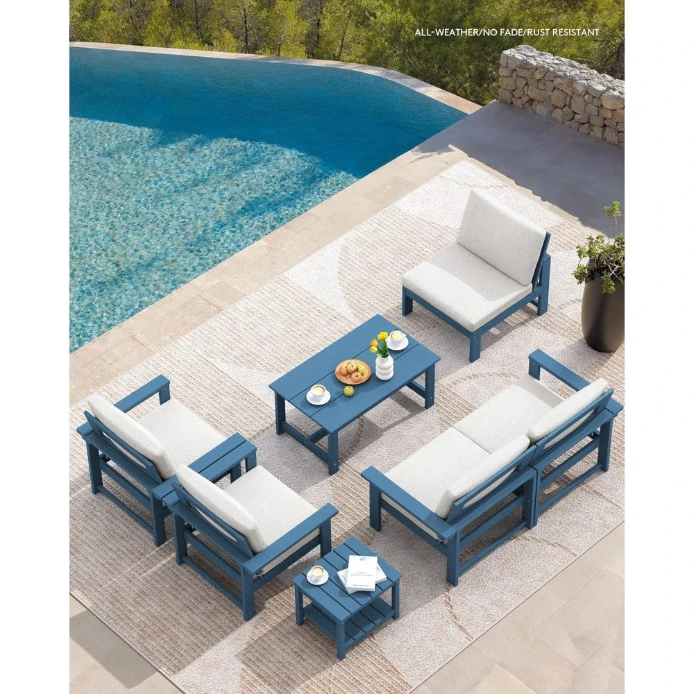 Outdoor All Weather Patio Furniture Set With Conversation Sofa