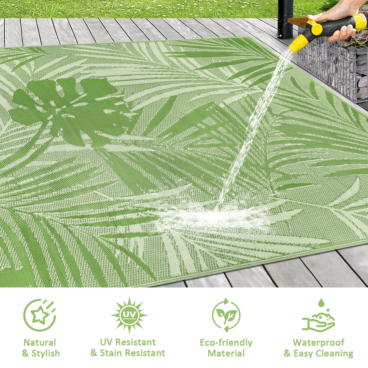 Outdoor Rug Waterproof Recycled Plastic Polypropylene For Patio Deck Camping