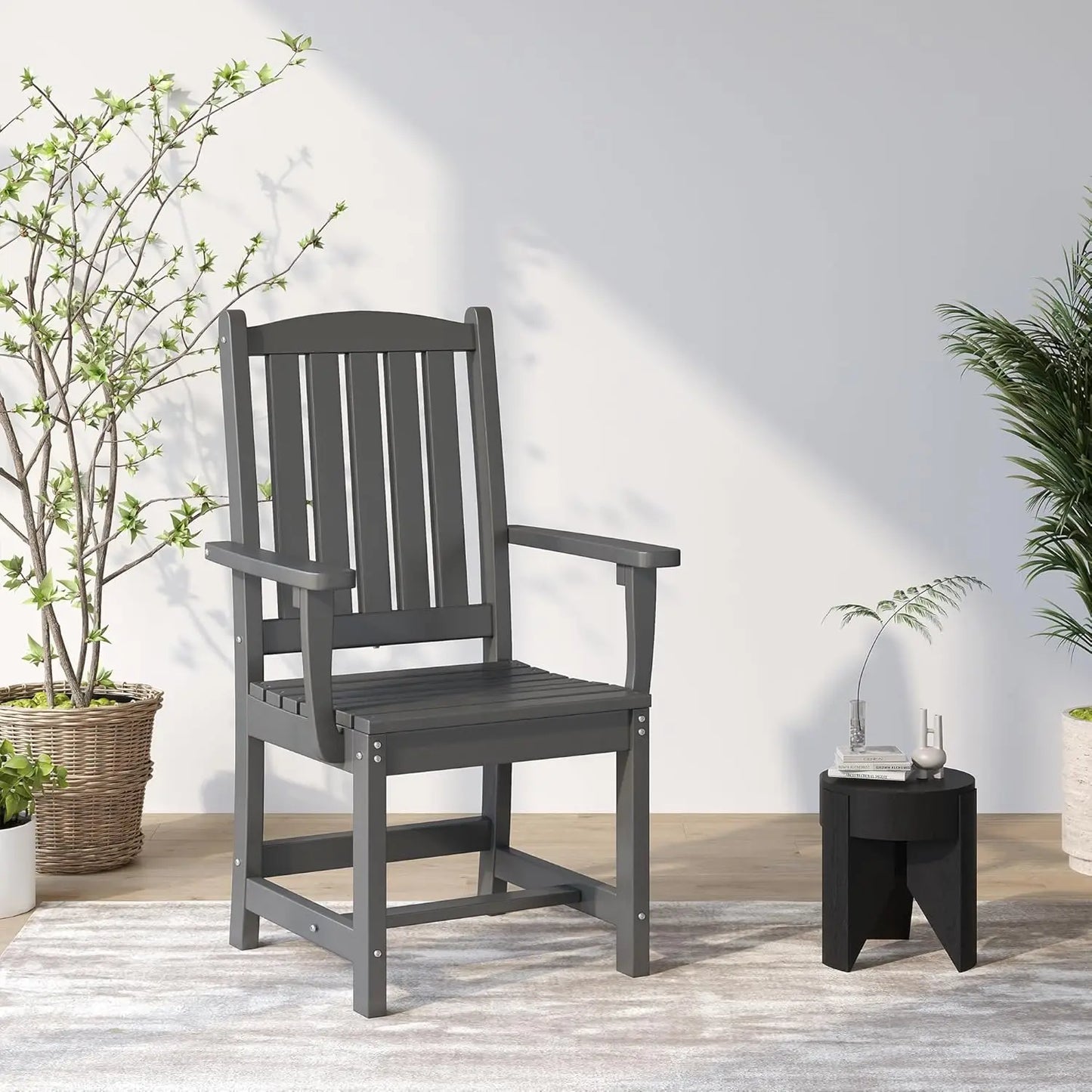 HDPE Dining Chair Set of 4 With Armrests Outdoor Patio