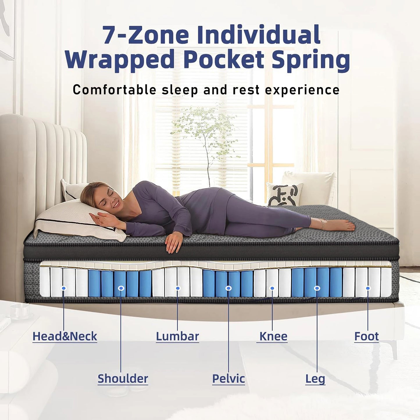Medium Firm Gel Memory Foam Hybrid Mattress With Pocket Springs