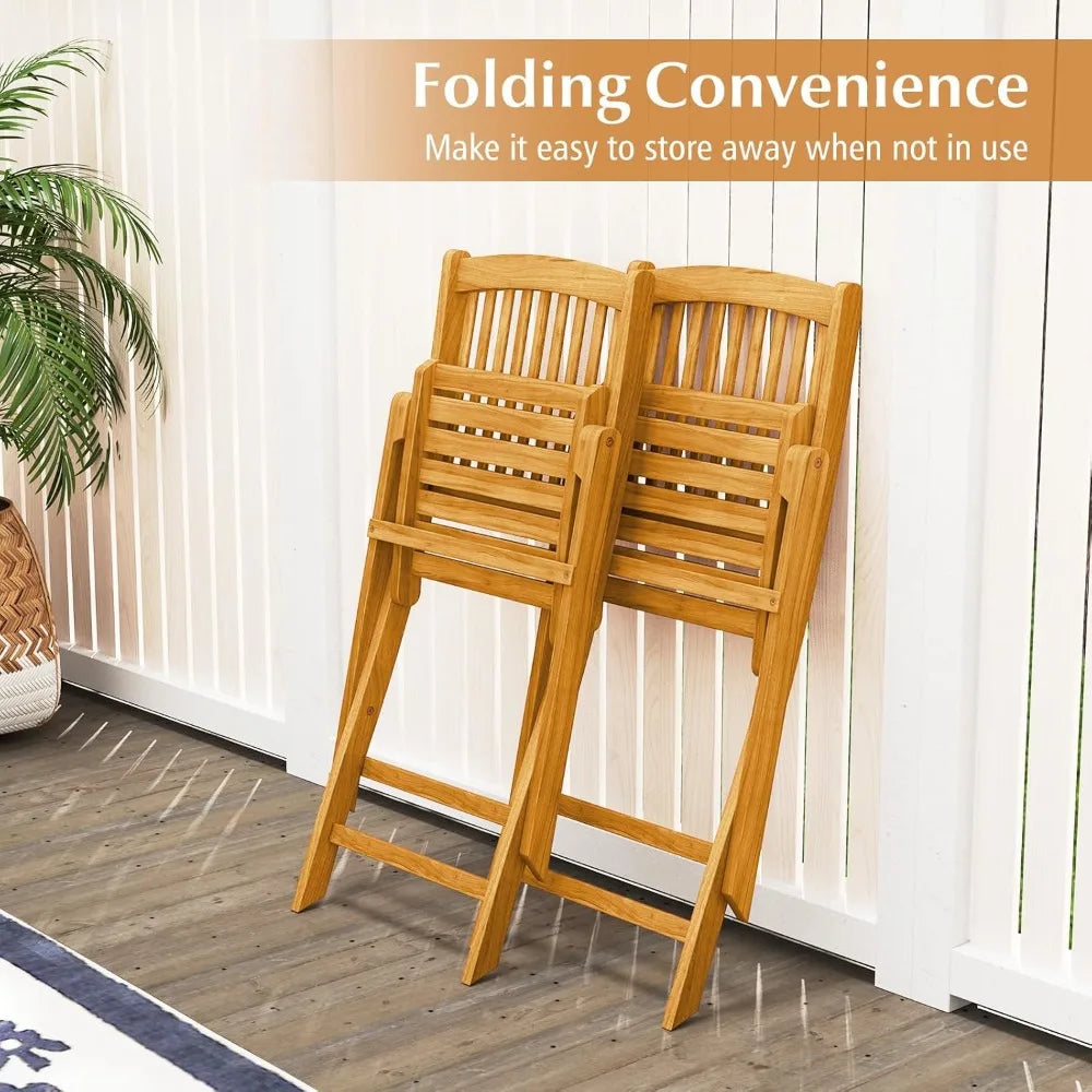 XIUWO Folding Outdoor Dining Chairs With Cushions Bamboo Frame