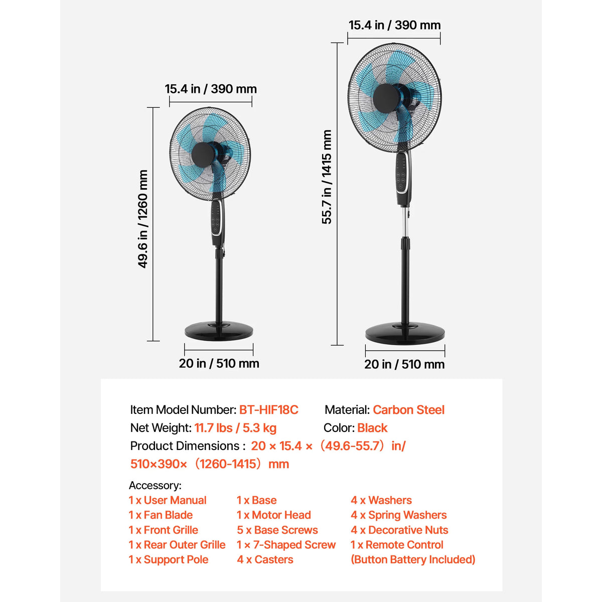 SucceBuy Dc Motor Pedestal Fan With Remote Control And Adjustable Height For Home