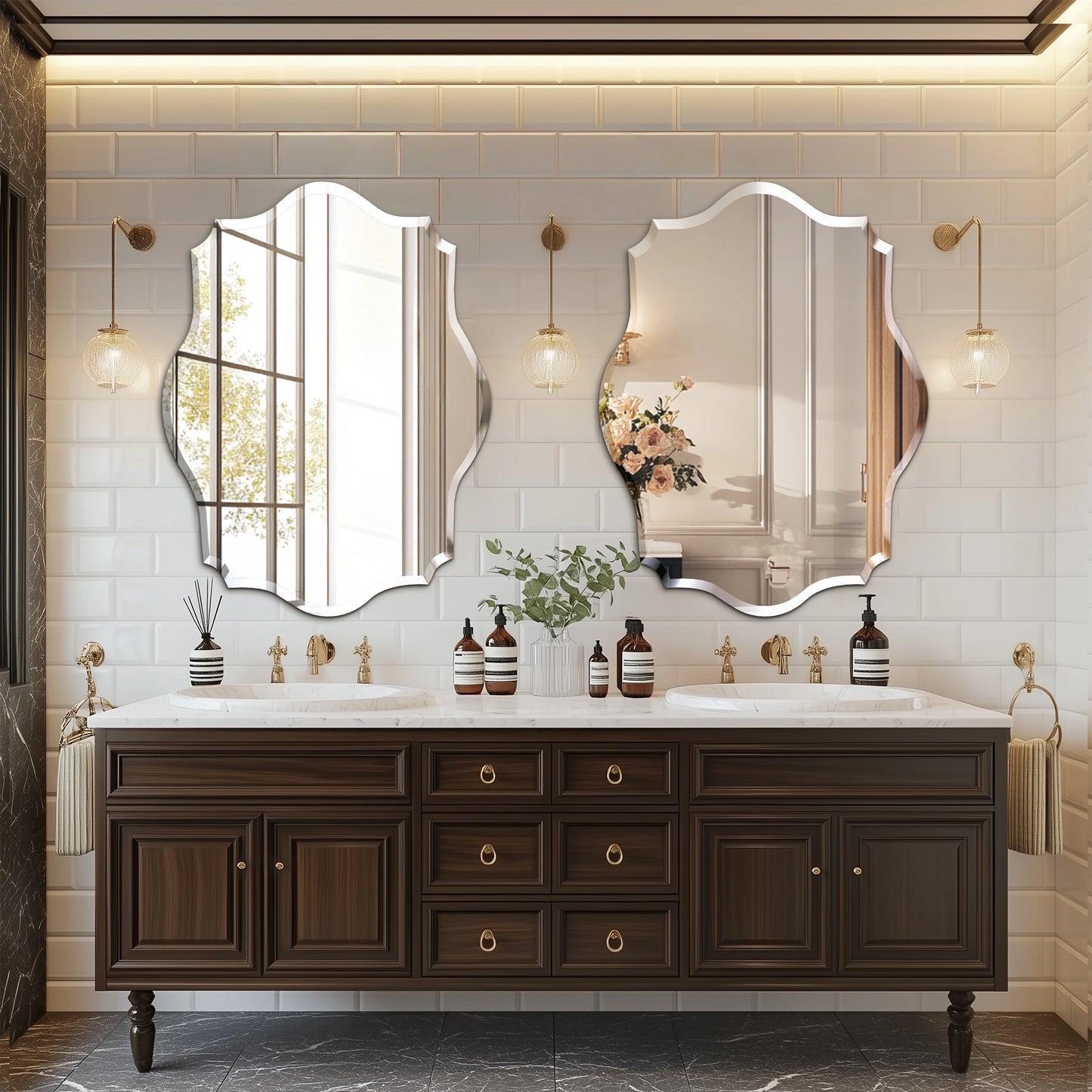 Wisfor Frameless Wall Mirror Beveled Edge For Bathroom