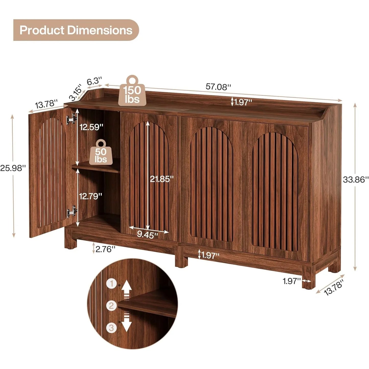 Little Tree Buffet Cabinet With Storage Farmhouse Sideboard Dining Room