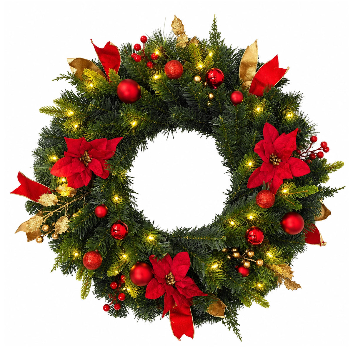 Artificial Christmas Wreath With Led Lights For Home Decor