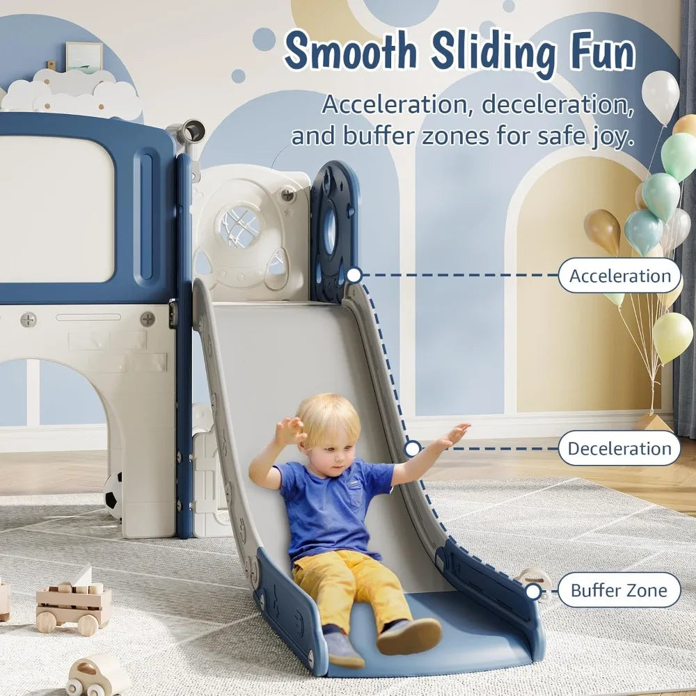 8 In 1 Toddler Activity Playset With Slide Climber Hoop