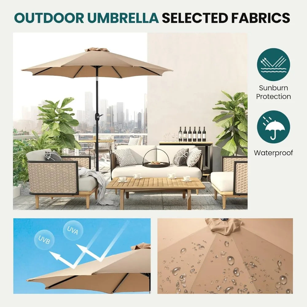 NBVCX Outdoor Patio Umbrella With Tilt Crank And Eight Ribs