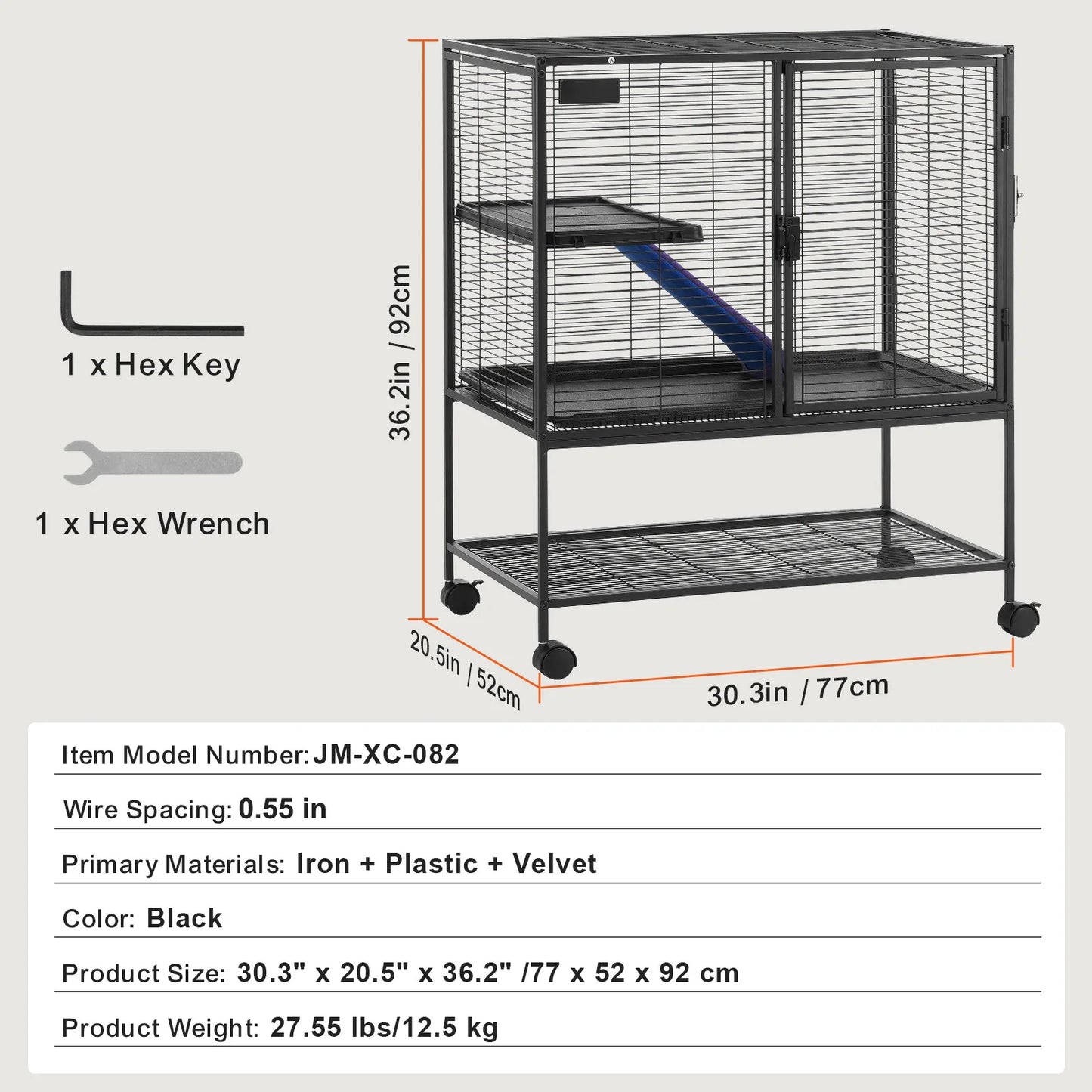 Rolling Metal Ferret Cage 4 Tier for Rodents and Pets