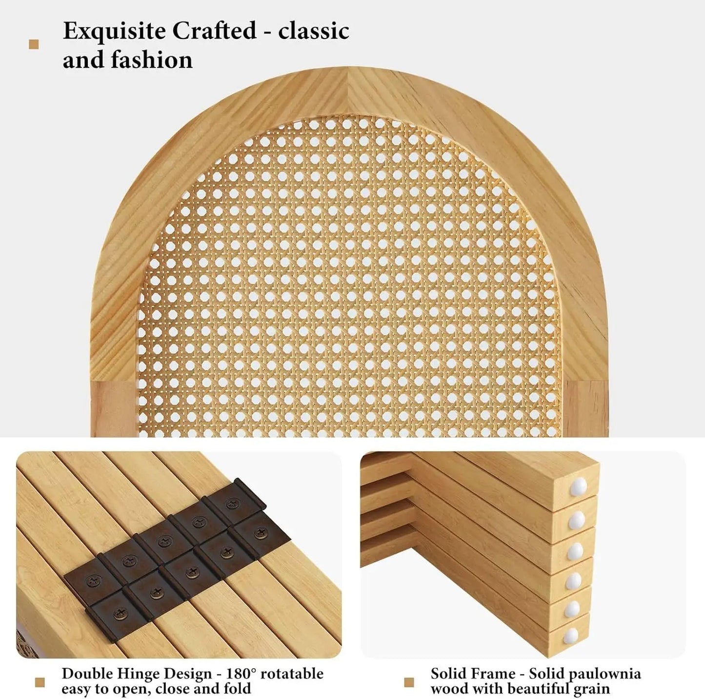 Foldable Rattan Privacy Screen Partition Six Piece Indoor Divider