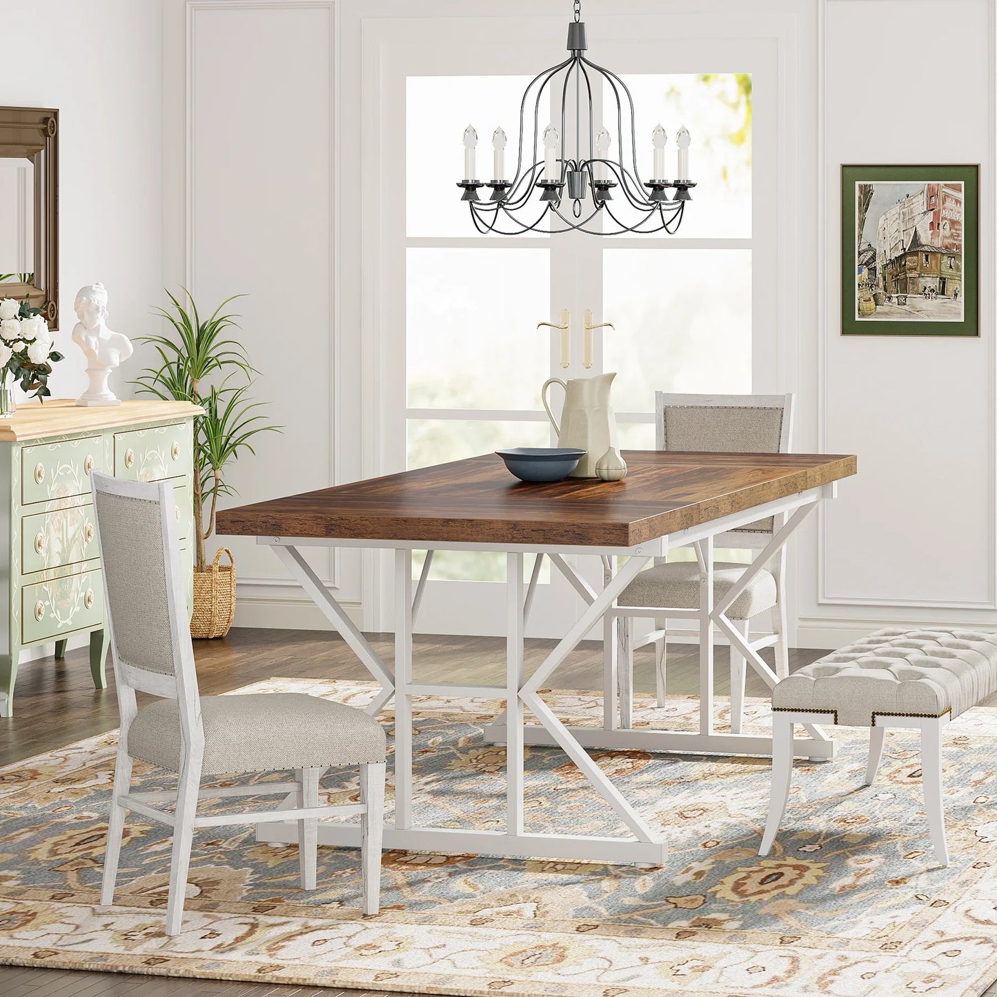 Tribesigns Rustic Wood Dining Table with Heavy Duty Metal Legs