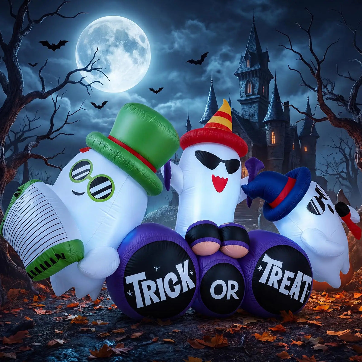 HiMISS Halloween Ghost Band Inflatable Yard Decor With LED Lights