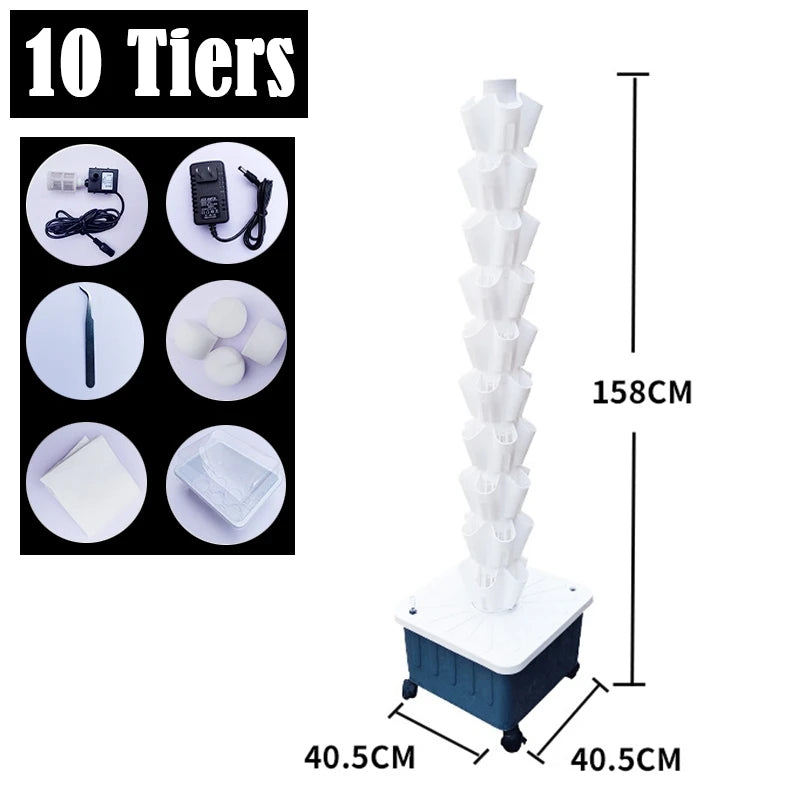 DIY Home Garden Vertical Rainfall Tower Planter Detachable Petal Shaped Deluge Planting Column Balcony Hydroponic Growing System