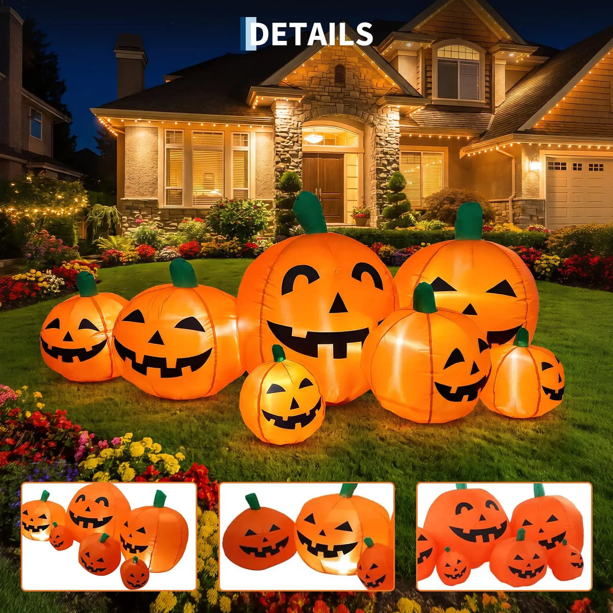 HiMISS Halloween Inflatable Pumpkin Patch With LED Lights Outdoor Decor