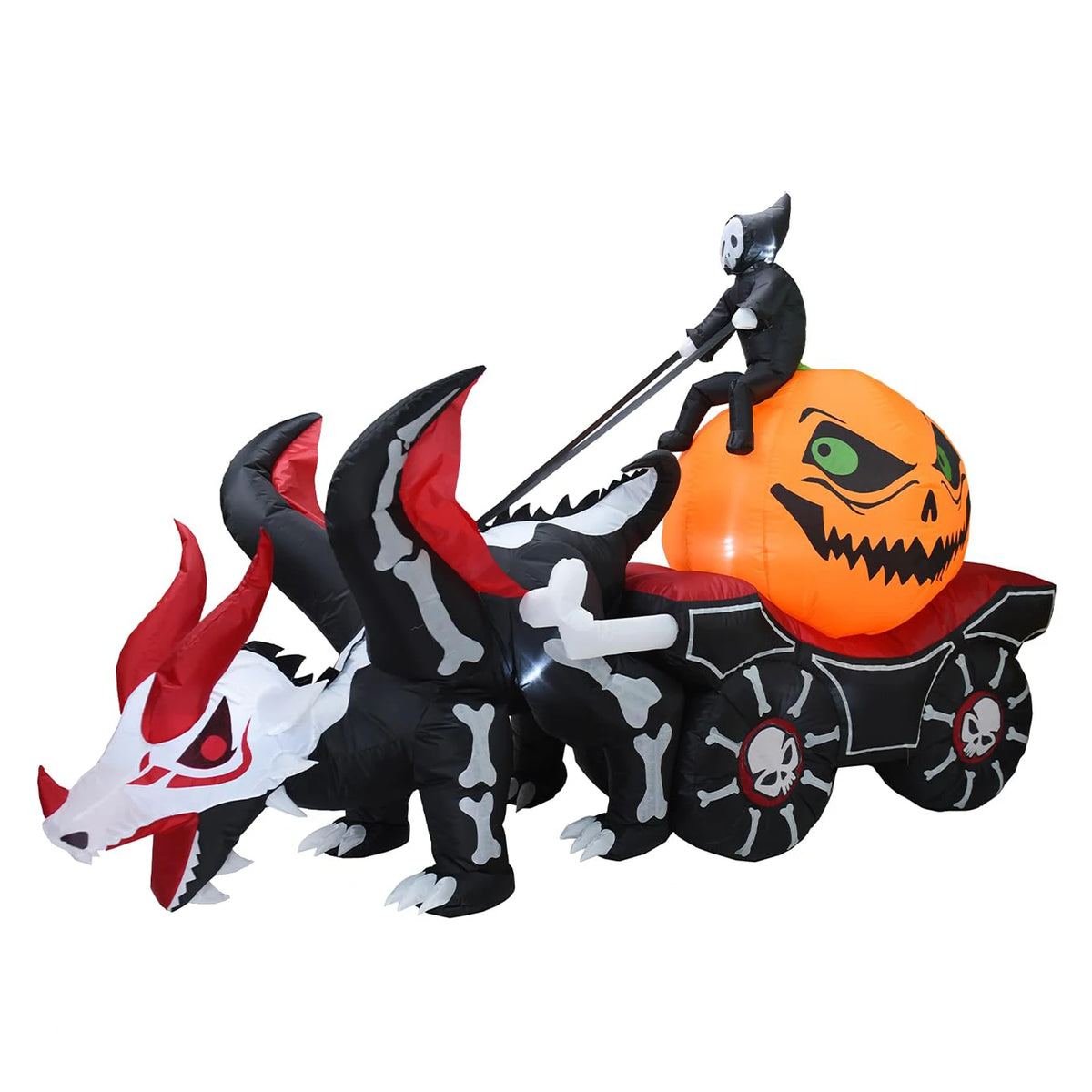 HiMISS Grim Reaper Dragon Carriage Halloween Inflatable Yard Decoration