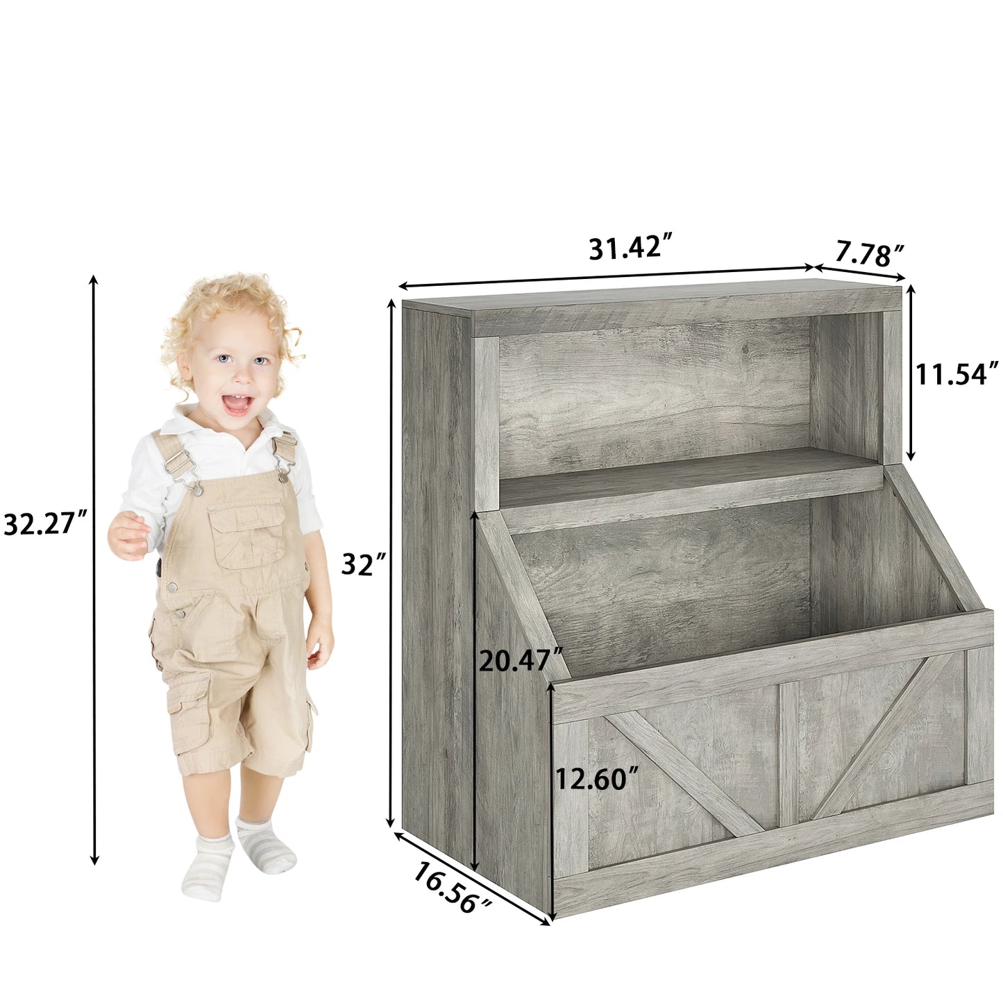 Kids Wooden Bookcase With Toy Storage Cubby Organizer Toddler