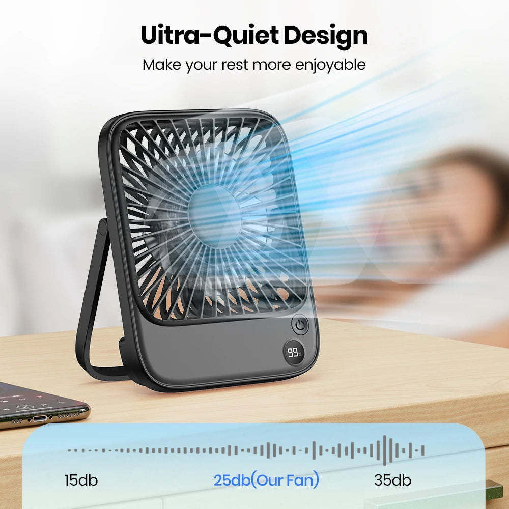 TOPK Rechargeable Portable Mini Silent Desk Fan