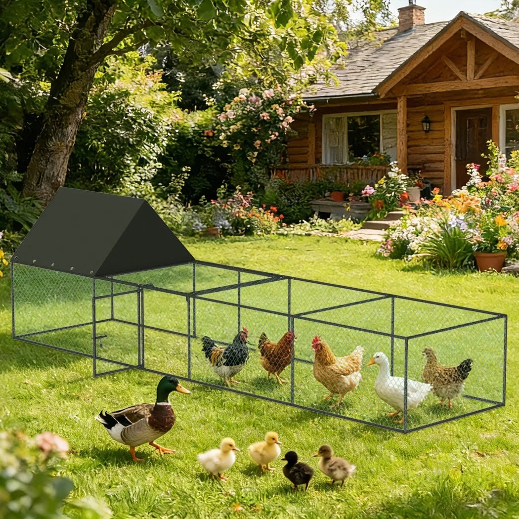 BORWART Chicken Coop Cage Outdoor Poultry Pen With Nylon Netting