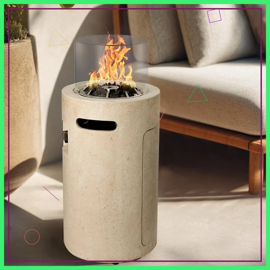 Propane Fire Pit 50,000 BTU Outdoor Heater With Wind Guard