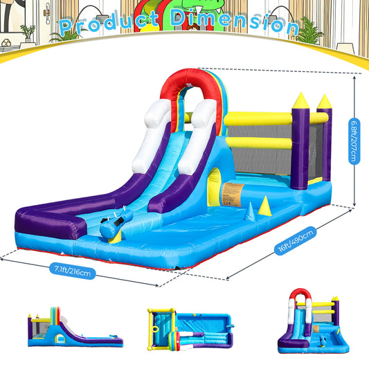 RTS Inflatable Water Slide Bounce House With Splash Pool Blower