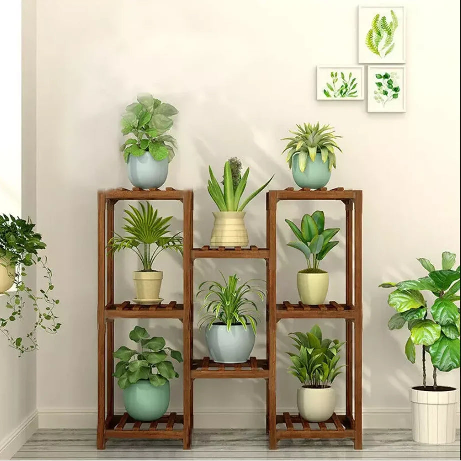 Wisfor Eight Tier Wood Plant Stand Indoor Outdoor Flower Rack
