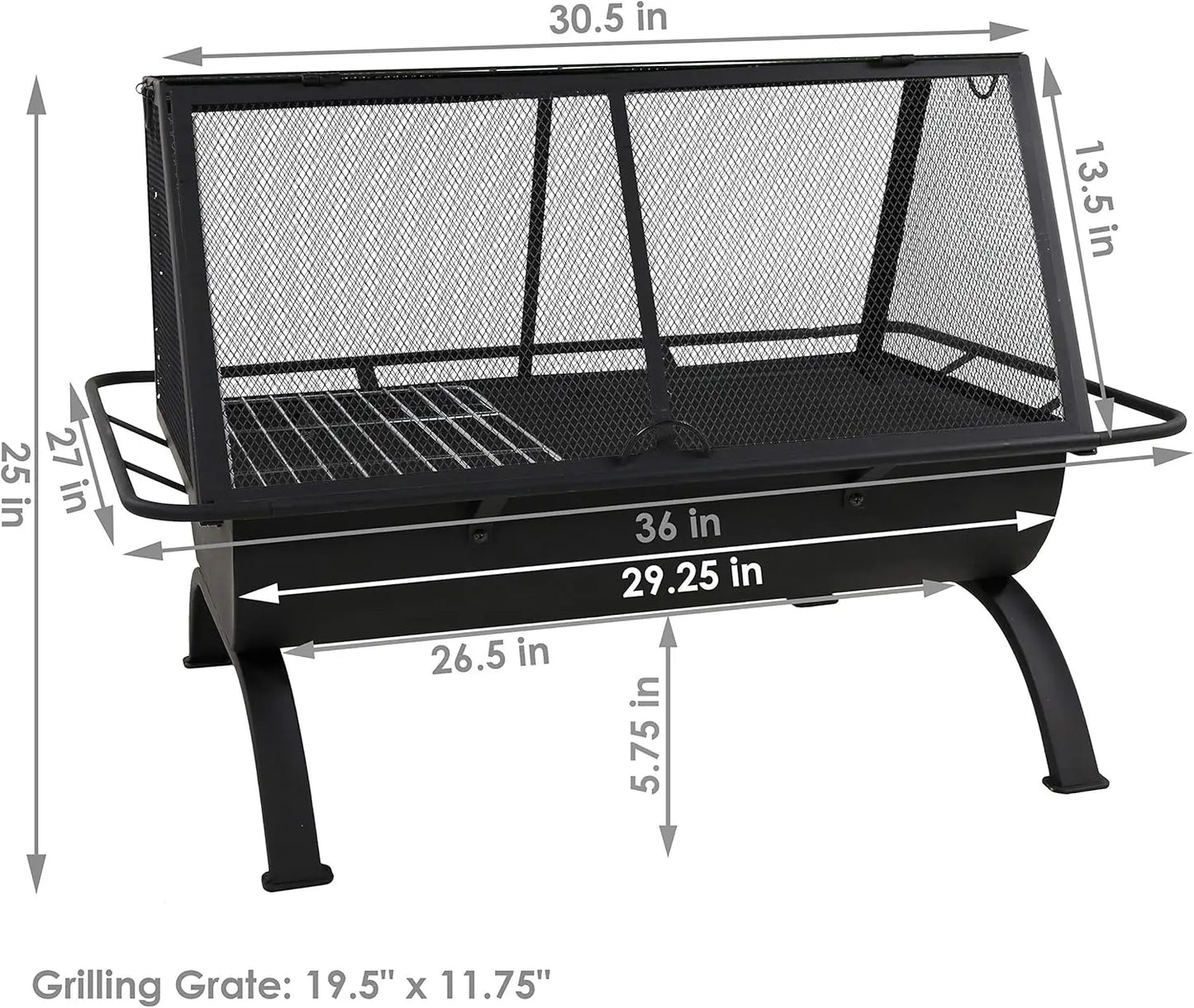 Outdoor Fire Pit With Grill, Spark Screen, Cover, And Poker