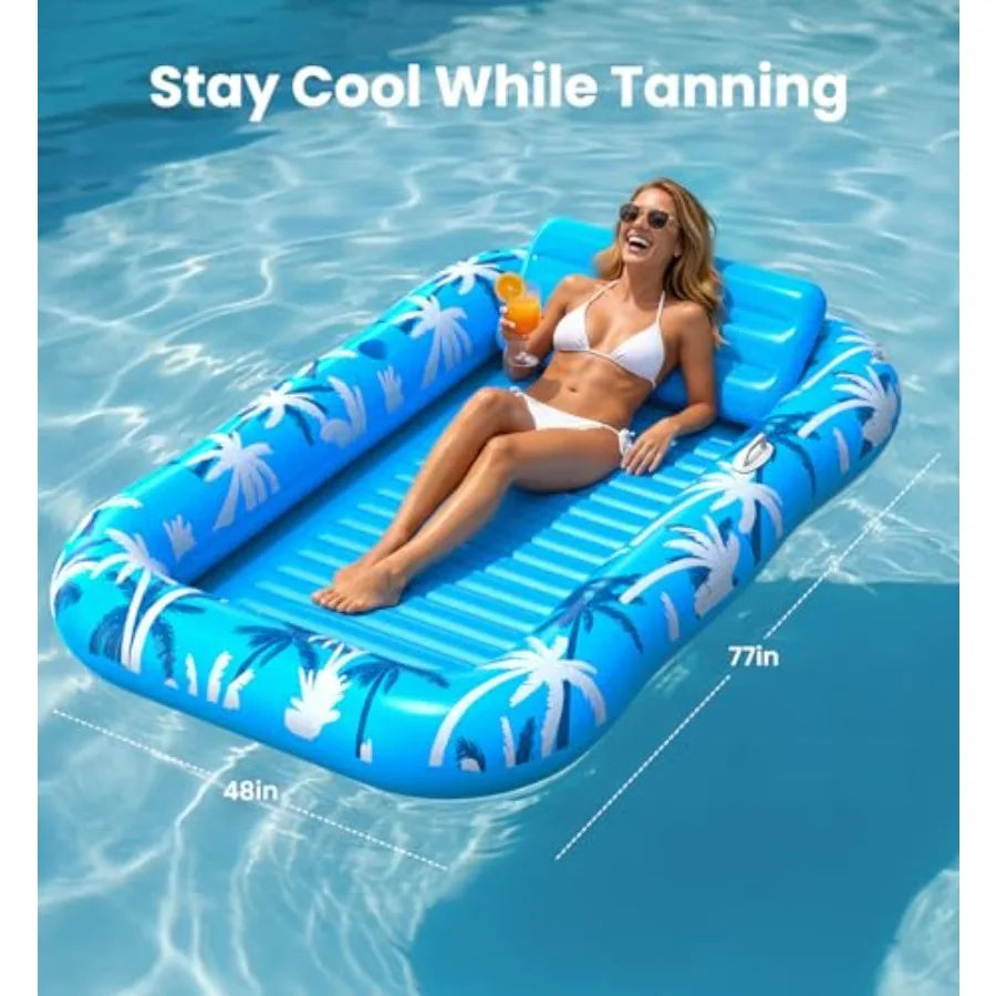 Inflatable Tanning Pool Lounger Float With Sprinkler