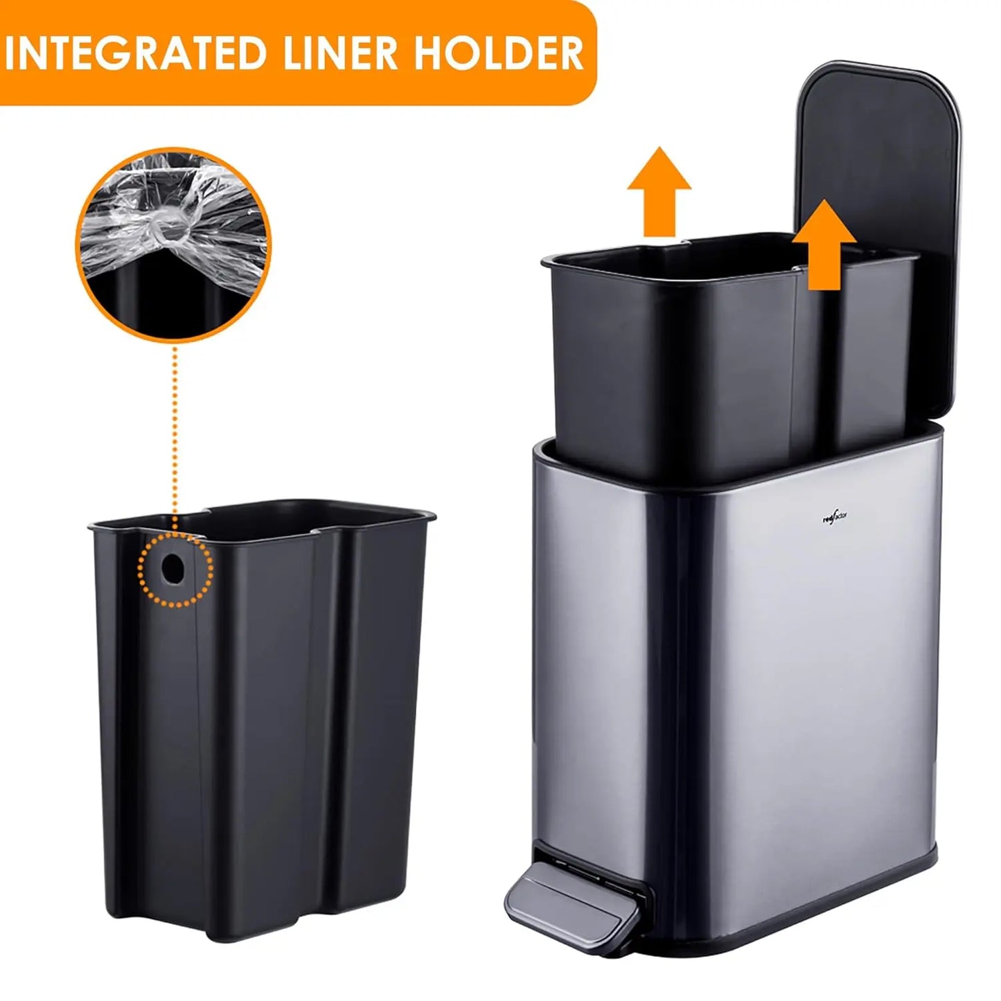Stainless Steel Pedal Trash Can With Soft Close Lid
