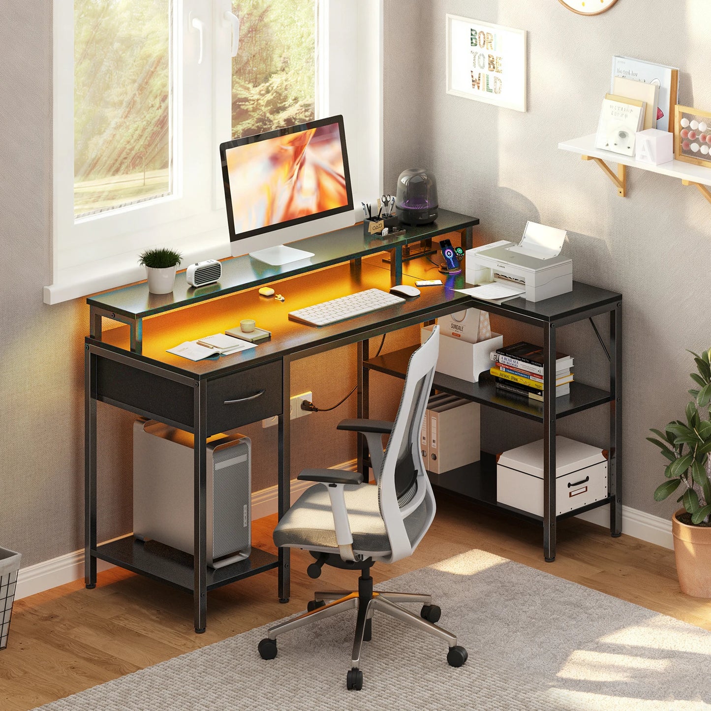 MCQ 47 To 53 Inch Standing Office Desk With Storage