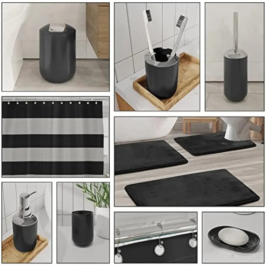 Clara Clark Bath Accessory Set With Shower Curtain Rugs