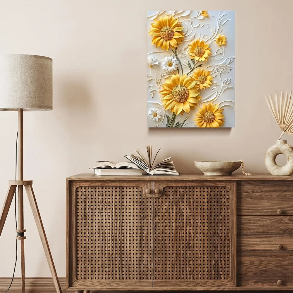 Sunflower Canvas Art With Wood Frame