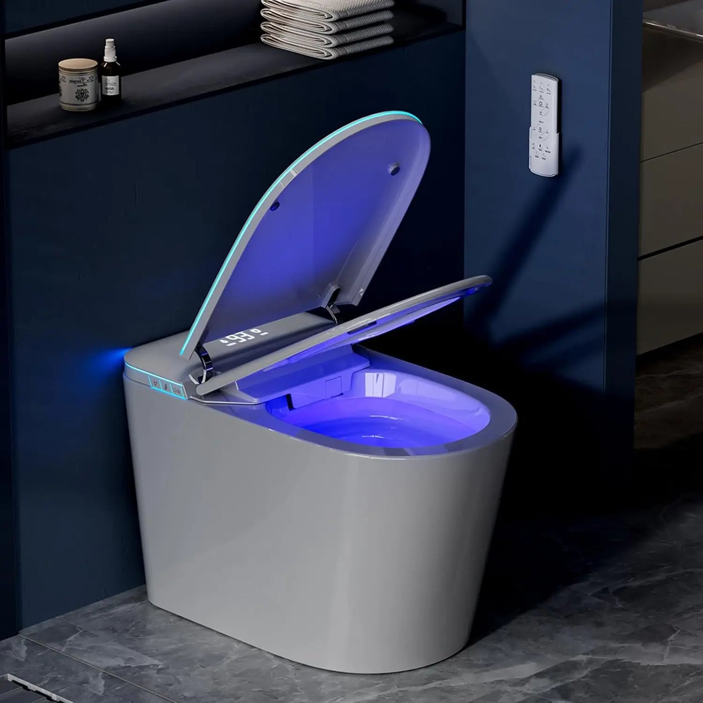 Smart Toilet With Built In Bidet And Auto Flush Nozzle