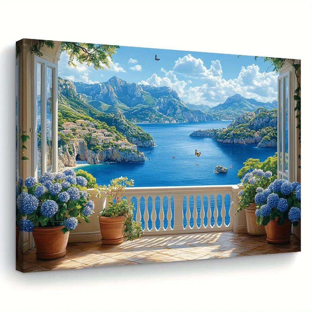 Coastal Balcony Ocean View Decor For Living Room And Office