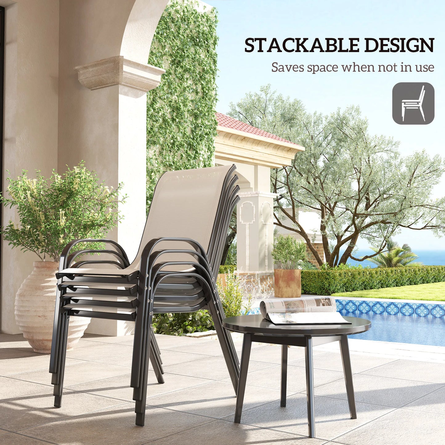 Durable Stackable Outdoor Patio Dining Chairs Set Of 4